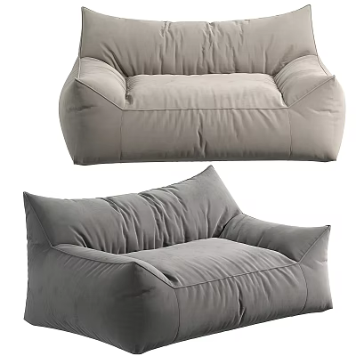 Comfortable Gray Fabric Bean Bag Sofa With Soft Cushioned Design And Modern Style 3d model