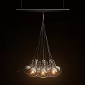 Modern Hanging Chandelier With Multiple Transparent Glass Bulbs And Warm Light Design