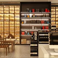 Modern Tobacco and Liquor Store Interior Design With Display Shelves Wines And Tobacco Products