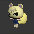Game and Movie Character White Cartoon With Pink Ears Green Eyes Blue Dress Curly Tail