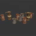 Vintage Metal Pitchers And Mugs Collection With Copper Gold And Silver Finishes
