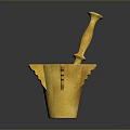 Shiny Golden Mortar And Pestle With Wing Design For Household Kitchen Tool