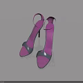 Purple Open Toe High Heels With Stiletto Heel And Gray Accents On Light Gray Background