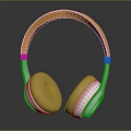 Gold And Silver Over Ear Headphones With Modern Design And Shiny Metallic Finish