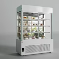White Commercial Display Refrigerator With Glass Door And Multiple Shelves For Cakes Fruits