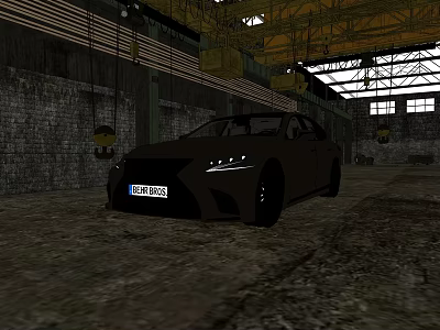 Lexus Sedan Parked In Industrial Warehouse With Brick Walls And Metal Ceilings 3d model