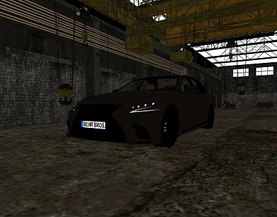 Lexus Sedan Parked In Industrial Warehouse With Brick Walls And Metal Ceilings 3d model