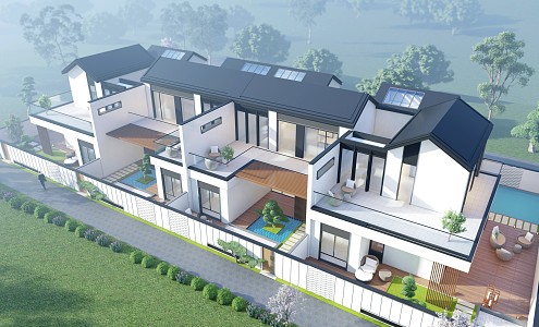 New Chinese-style townhouse villa 3d model