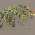 Various Types of Arbor Trees With Diverse Foliage Shapes and Sizes in Grouped