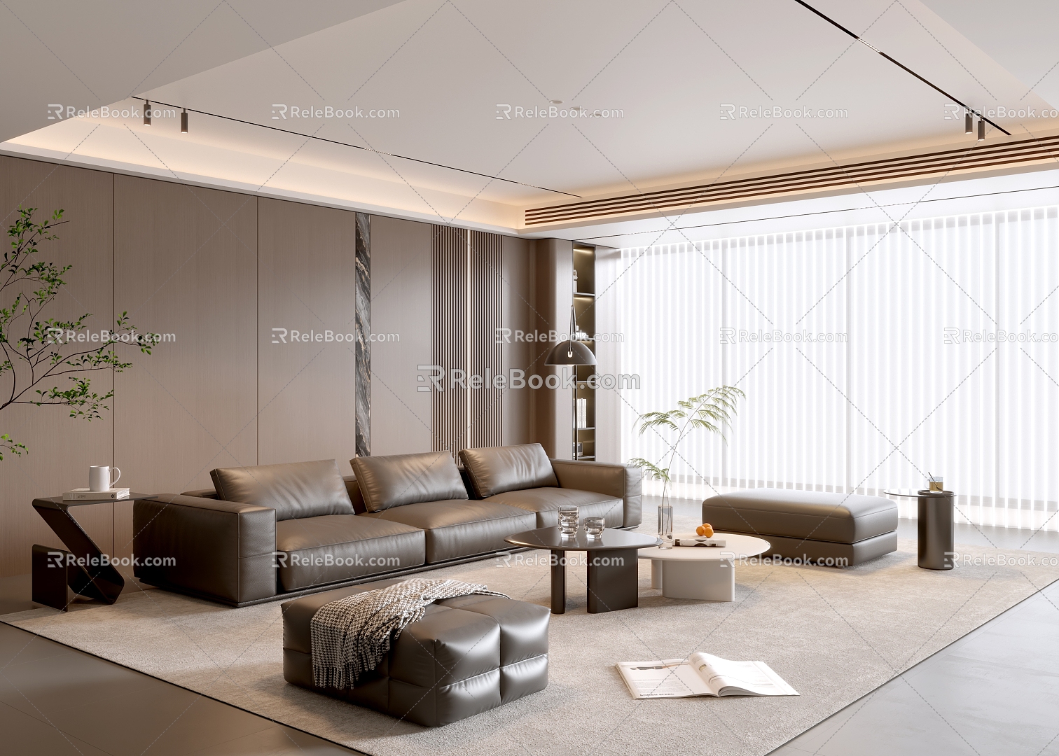 Modern Italian Living Room Light Luxury Sofa Coffee Table Combination 3d model