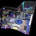 Colorful Indoor Playground With Slides Climbing Frames And Neon Lights