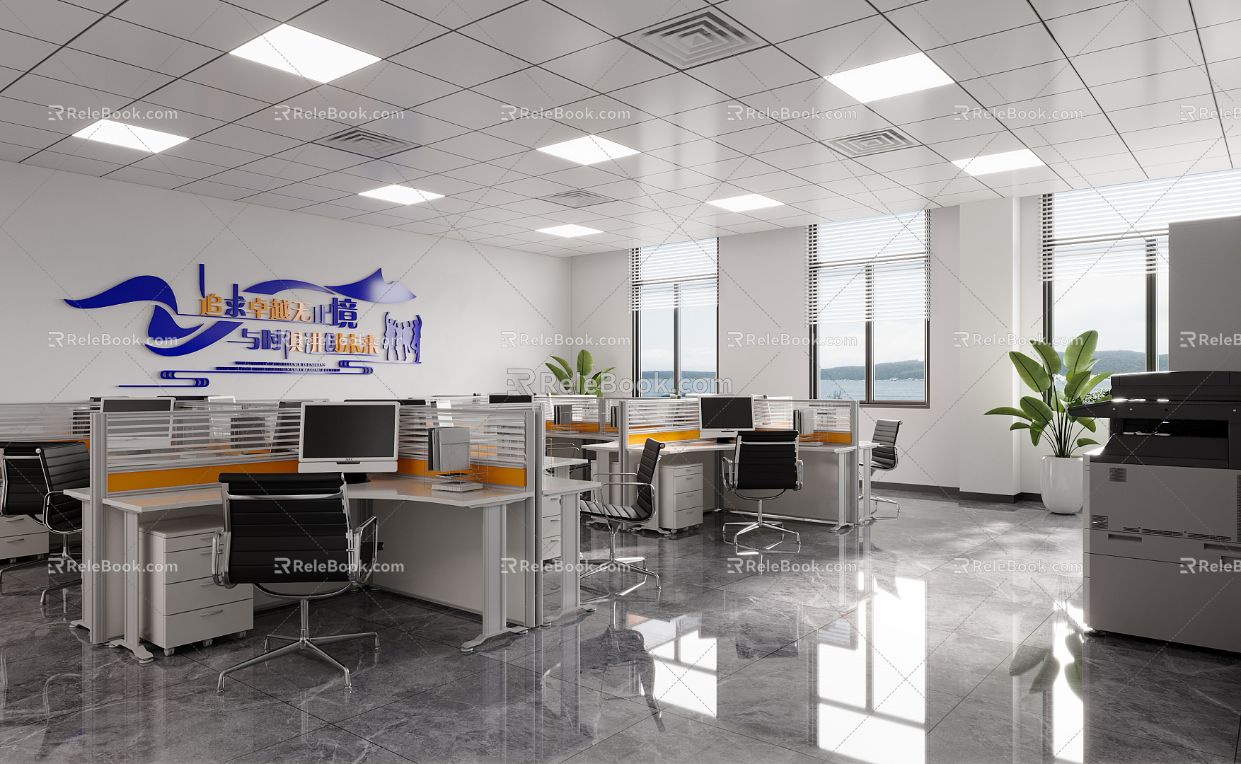 modern public office area office 3d model