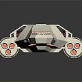 Futuristic White Spacecraft With Orange Stripes And Thruster Module For Exploration