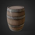 Rustic Wooden Barrel With Metal Hoops As Household Storage Item