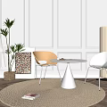 Modern leisure table and chair combination cream negotiation table and chair 3d model