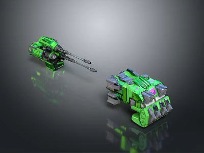 Turret Turntable Railgun Sci-fi Tower Defense Game Tower Defense Sci-fi Turret Game Turret Game Battery 3d model