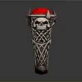 Unique Metallic Ring With Red Gemstone And Skull Design Braided Texture