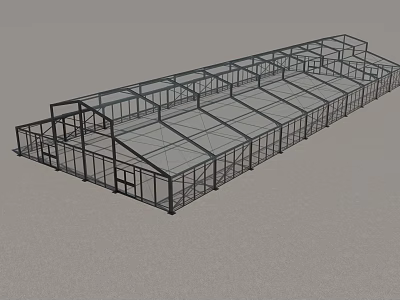 Industrial Steel Frame Greenhouse Structure With Metal Building Framework And Large Span Design 3d model