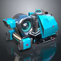 Blue And Silver Mechanical Device With Circular Component Tracked Base 3D Rendering 3d model