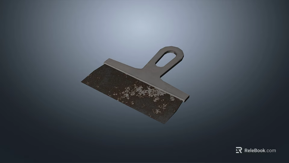 Durable Metal Hardware Tool Scraper With Handle Hole And Rustic Surface Design 3d model