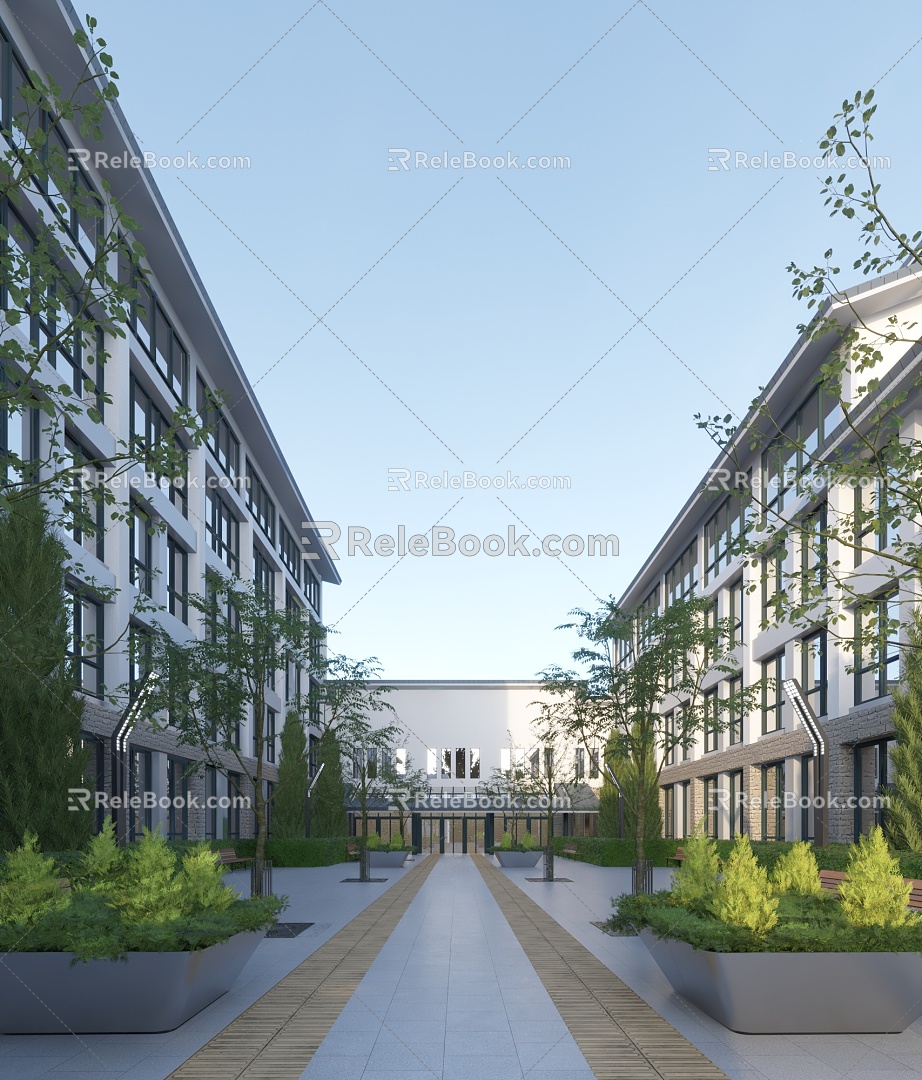 Modern Office Building Multi-storey Office Building Inner Court Public Building 3d model