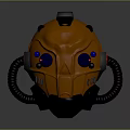 Firefighting Equipment Orange Protective Mask With Blue Components And Black Hoses