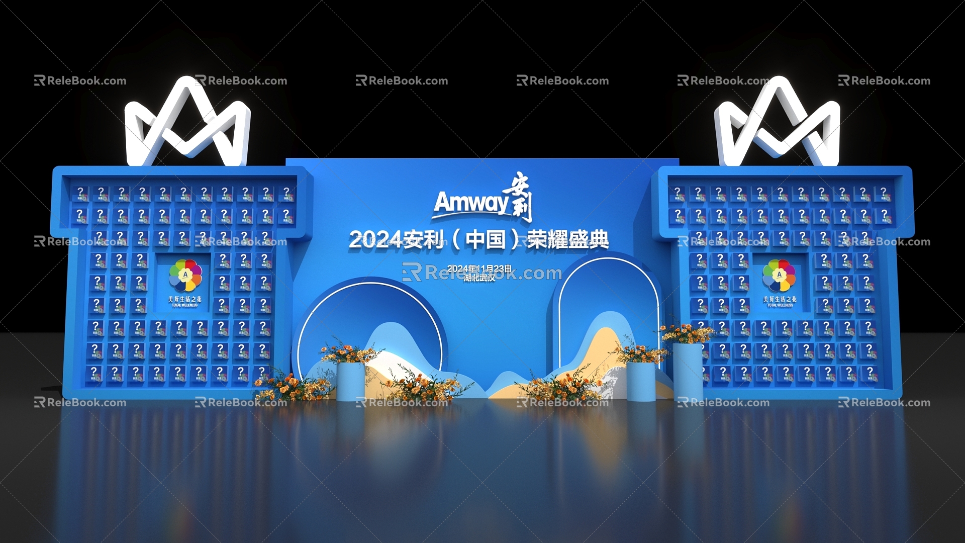 Blind box wall flower art beauty Chen activity sign-in card point flower beauty Chen sign-in place photo area 3d model