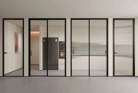 Glass Door Kitchen Door Single Door 3d model