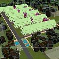 Ancient Traditional Architecture Complex With Neatly Arranged Buildings And Lush Greenery