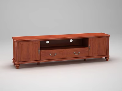 Classic Wooden TV Stand With Drawers Cabinet Doors And Carved Legs 3d model