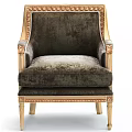 Luxury Classic Accent Chair With Gray Velvet Upholstery Golden Trim And Carved Wooden Details