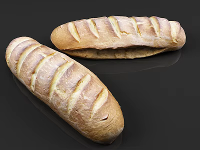Freshly Baked Artisan Bread With Score Marks 3d model