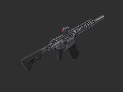 Modern Tactical Rifle With Red Dot Sight Picatinny Rail And Ergonomic Grip 3d model