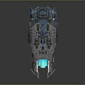 Futuristic Cosmic Spaceship Model With Detailed Structure And Blue Glowing Engines