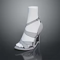 Women's Gray High Heel Sandals With Cross Ankle Strap White Heel Open Toe Design