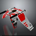 Red And White Spacecraft Model With Wings Black Thrusters And Main Body Structure 3d model