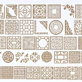 Chinese-style carved flower window door and window grille partition 3d model