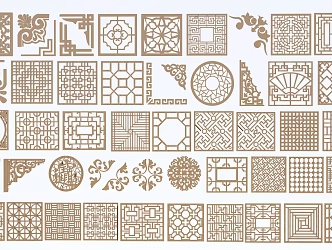 Chinese-style carved flower window door and window grille partition 3d model