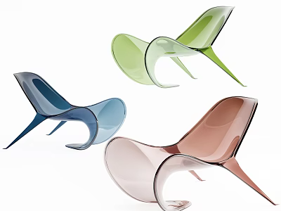 Modern Transparent Single Chair With Colorful Curved Shapes And Stylish Design 3d model
