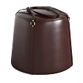 Leather Ottoman Stools In Navy Brown And Beige Colors With Handle Design