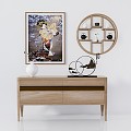 Japanese Style Sideboard Solid Wood Sideboard Decorative Cabinet 3d model