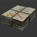 Stack of Books Tied with Ropes Featuring Top Secret Radiation Symbol