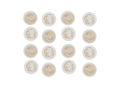 16 Piece Beige And White Floral Pattern Decorative Ornament Set For Home Tabletop Decor 3d model