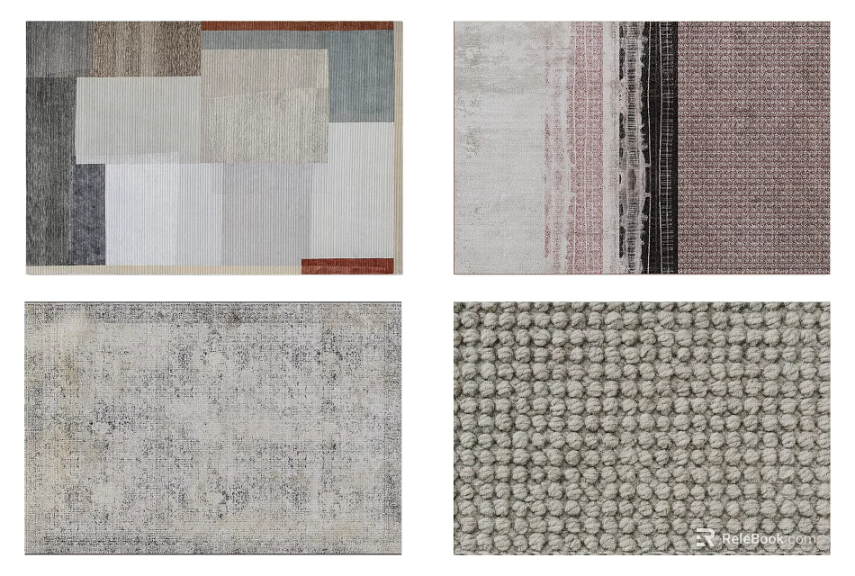 Square Rugs With Geometric Patterns Stripes And Textured Designs For Home Decor 3d model