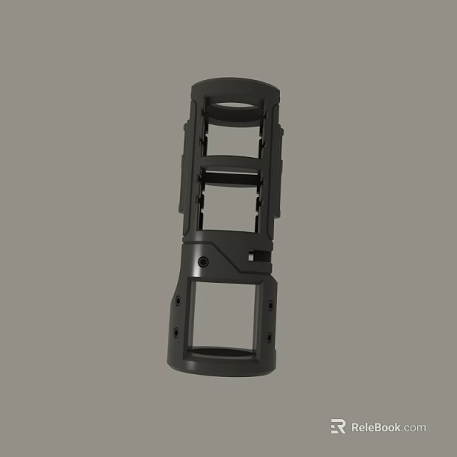 Black Metal Industrial Mechanical Component With Multi Layer Structure And Holes 3d model 