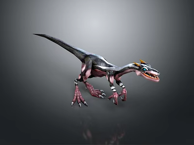 3D Rendered Mechanical Velociraptor Sci Fi Creature With Metallic Body And Orange Head Details 3d model