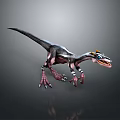 3D Rendered Mechanical Velociraptor Sci Fi Creature With Metallic Body And Orange Head Details