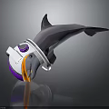 Futuristic Sci Fi Shark Head Model With Helmet Like Gear Purple White And Orange Accents