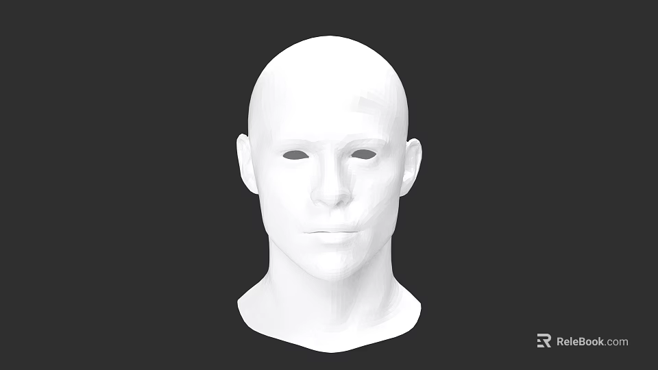 Game and Movie Character 3D Head Model with White Surface and Neutral Expression 3d model