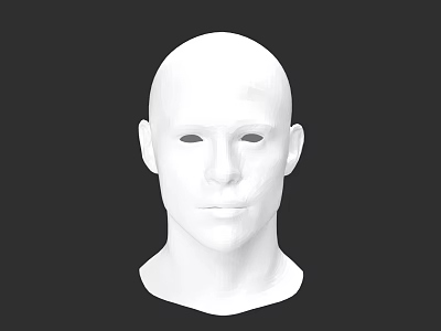 Game and Movie Character 3D Head Model with White Surface and Neutral Expression 3d model
